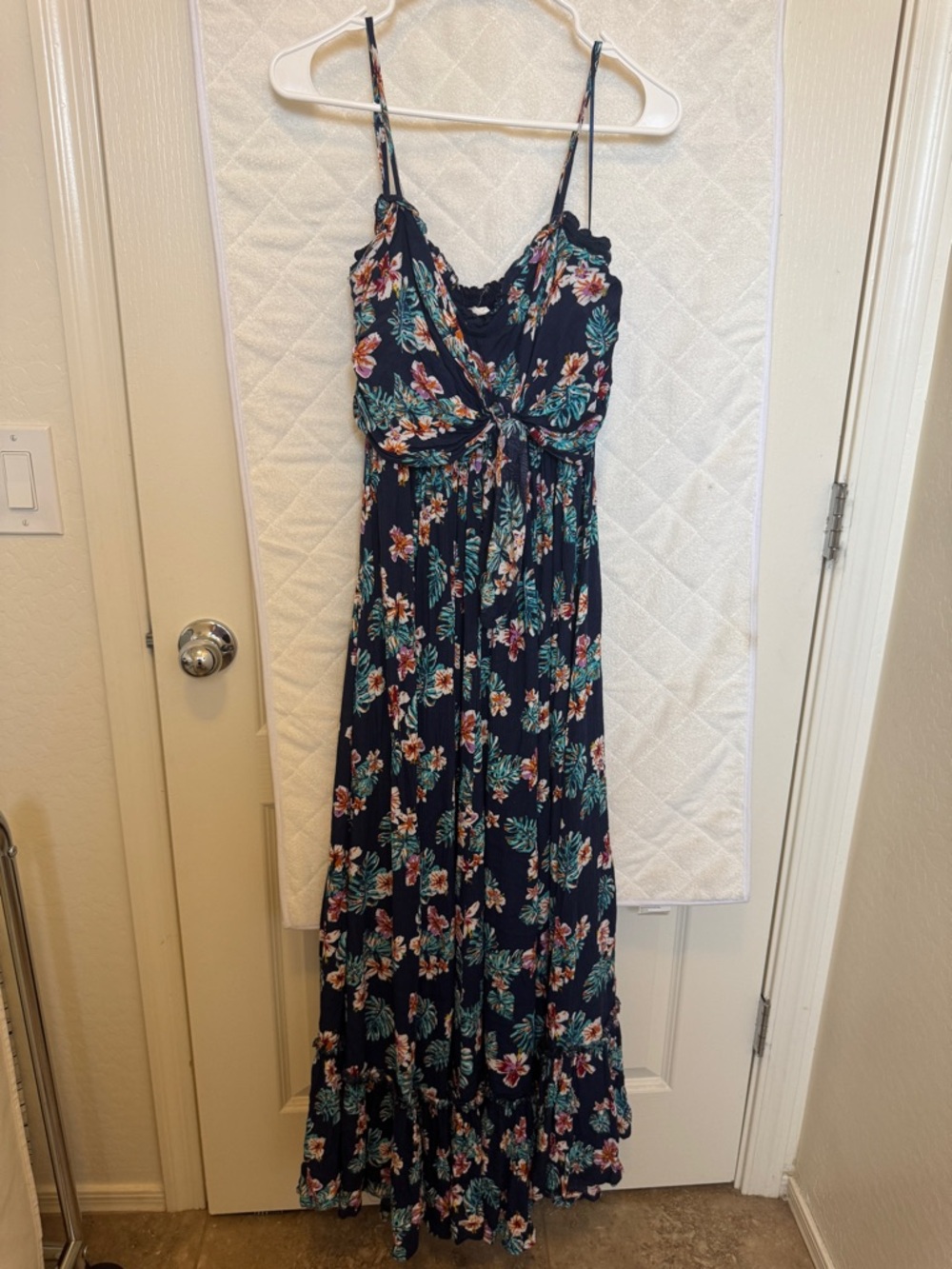 Pinkblush Navy Floral Maxi Dress with Pink & Green Accents - Maternity